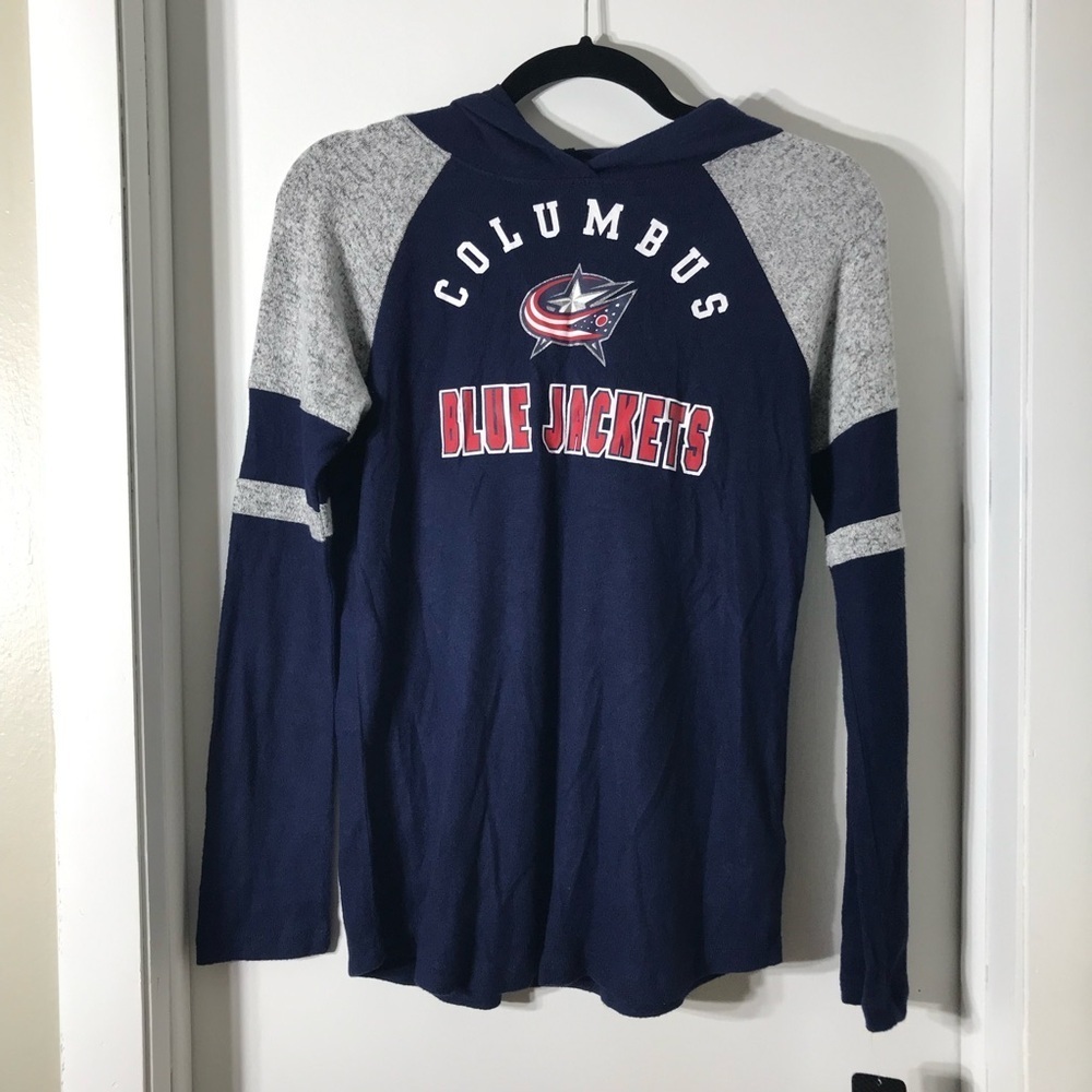 Fanatics NHL Columbus Blue Jackets Blue Hoodie Girls Large Authentic Pro New